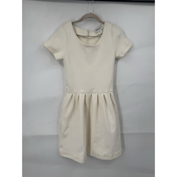 GANNI Scoop Neck Mini Dress Women Small Ivory Textured Minimalist Granolagirl - Picture 2 of 9